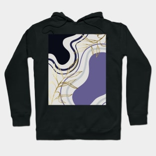Abstract Shapes and Florals - Pastel Purple, Navy Blue, and Gold Hoodie